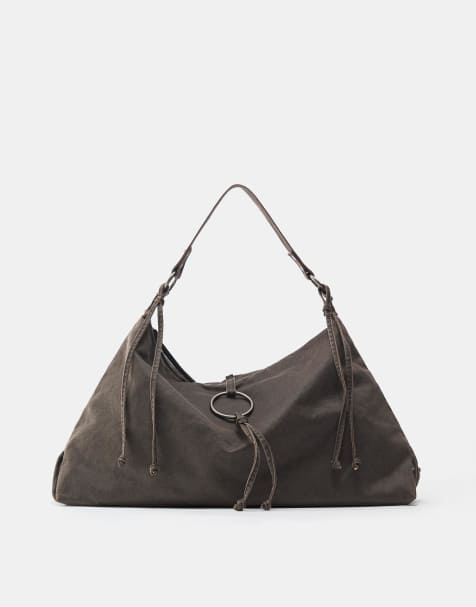 Pull&Bear – Shopper in Braun mit Schnallenriemen - view 1