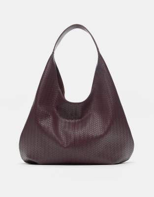 Pull & Bear - Shopper in burgunderroter Weboptik