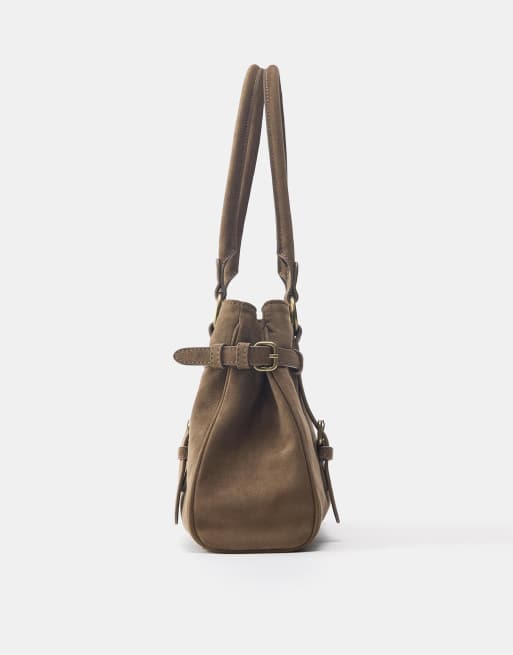 Pull&Bear - Shopper met gesp in bruin, 3 van 4