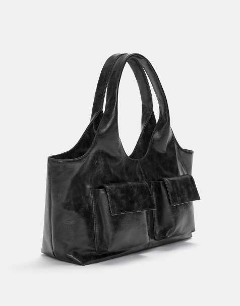 Pull&Bear - Shopper met meerdere zakken in zwart - view 1