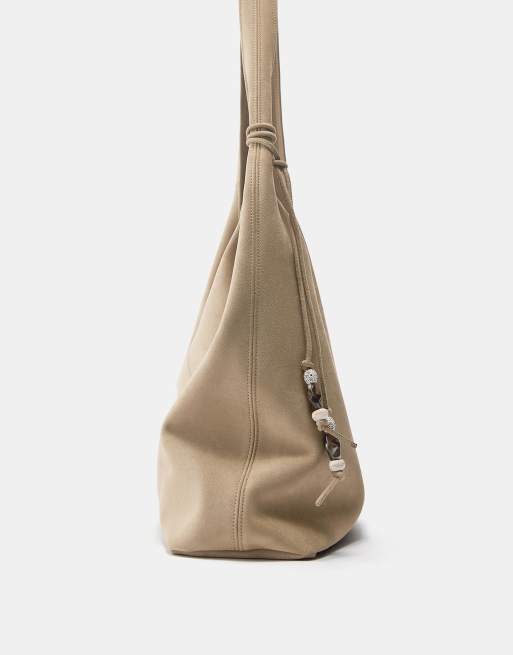 Pull&Bear - Shopper met versiering in grijs/lichtbruin, 2 van 4