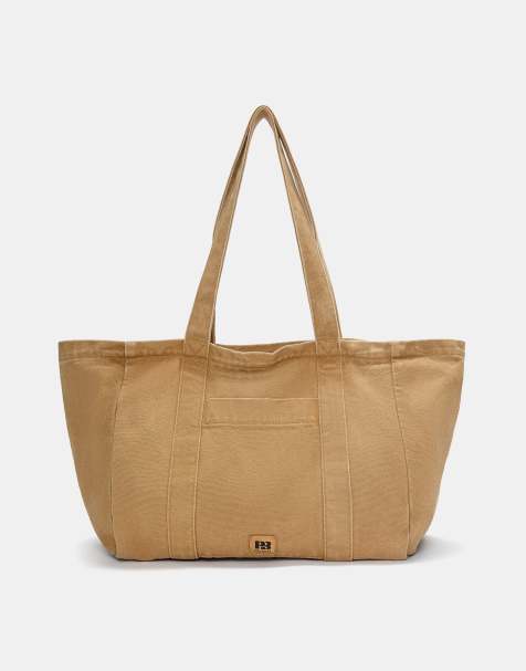 Pull&Bear – Shopper-Tasche aus Leinen in Blautönen - view 1