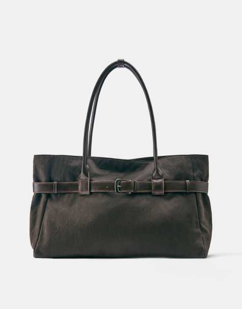 Pull&Bear shopper-taske med spænde i brun - view 1