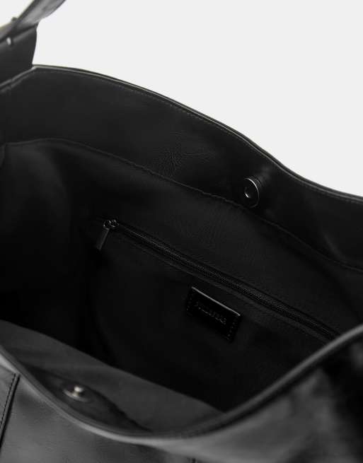 Pull&Bear shoppertas met smalle bandjes in zwart, 4 van 4