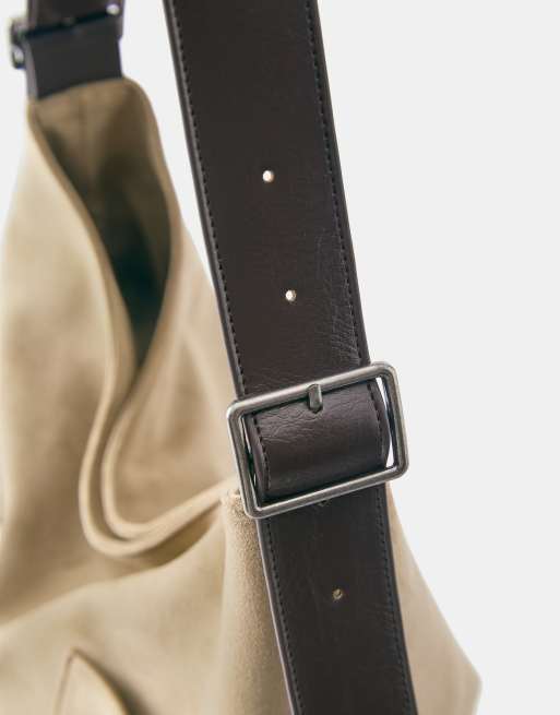 Pull&Bear shoppertaske i taupe med kontrast, 3 af 4