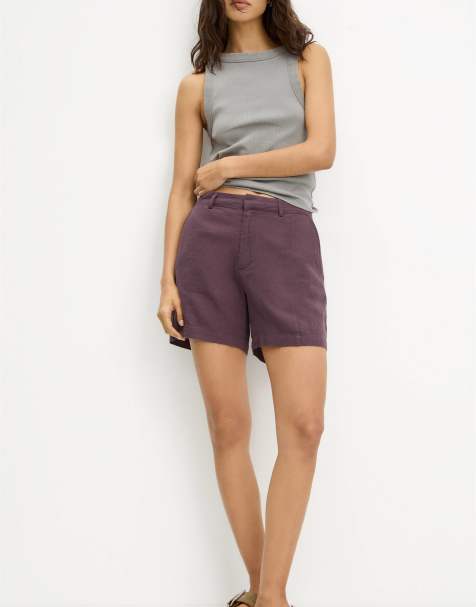 Pull&Bear - Short aspect lin - Bordeaux - view 1