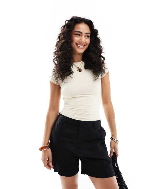 Pull&Bear - Short aspect lin - Noir 