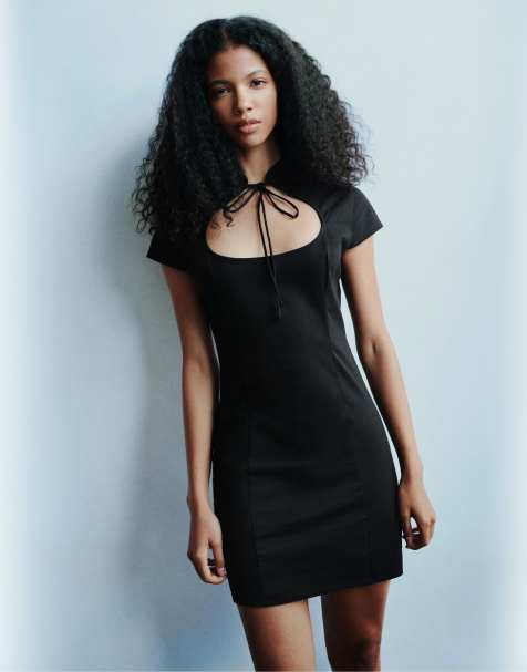 Pull&Bear Short bow dress in black - view 1