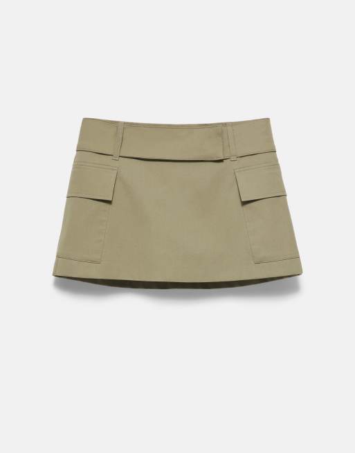 Pull&Bear Short cargo skort in hunting green, 4 of 6