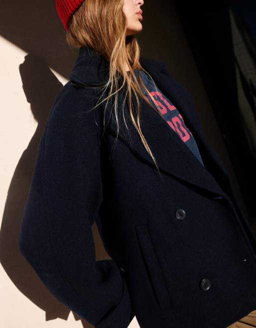 Pull&Bear Short coat in navy, 4 of 7