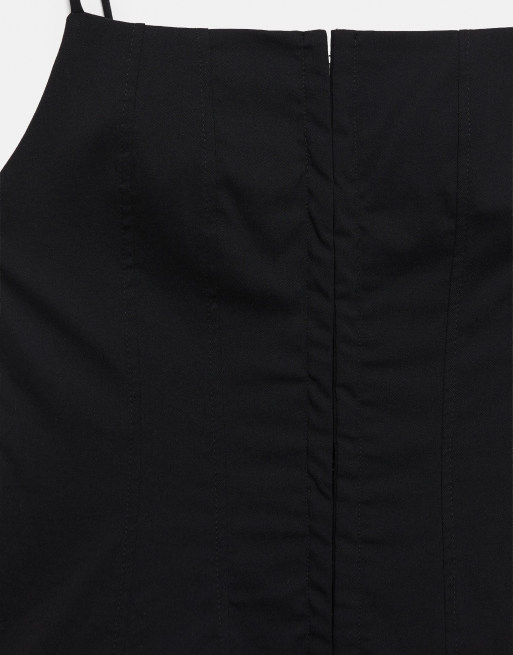 Pull&Bear Short corsetry-inspired strappy dress in black, 7 of 7