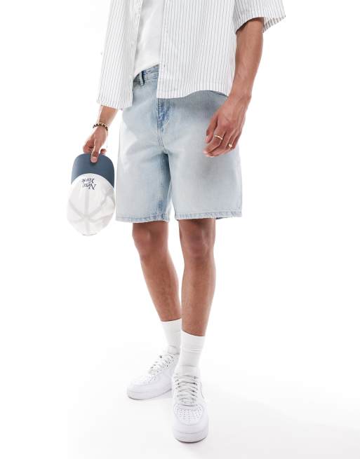 Pull&Bear - Short coupe classique en jean - Bleu clair