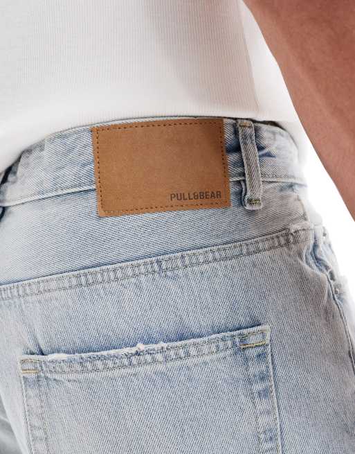 Pull&Bear - Short coupe classique en jean - Bleu clair