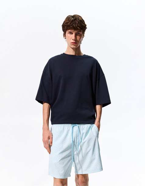 Pull&Bear - Short de bain à fleurs - Bleu - view 1