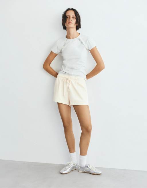 Pull&Bear - Short de sport à taille élastique - Beige, 3 de 4