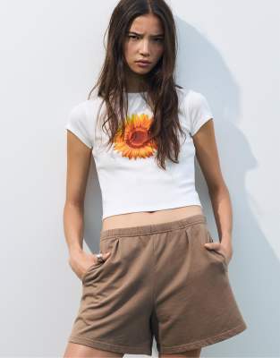 Pull & Bear - Short de survêtement - Chocolat-Marron