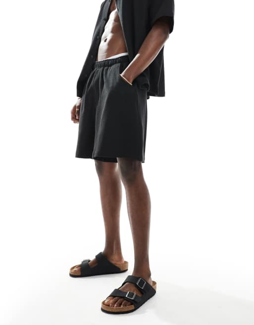 Pull&Bear - Short d'ensemble en tissu éponge texturé - Noir, 2 de 5