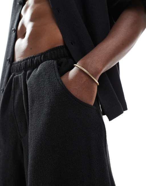 Pull&Bear - Short d'ensemble en tissu éponge texturé - Noir, 5 de 5