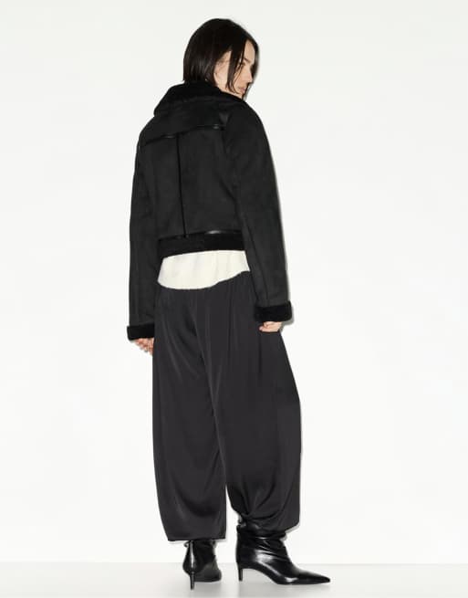 Pull&Bear Short double-faced jacket in black, 2 of 4