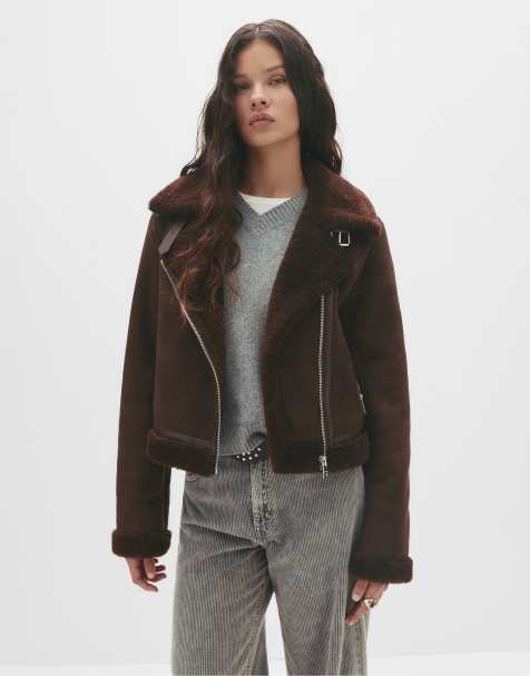 Pull&Bear Short double-faced jacket in chocolate - view 1