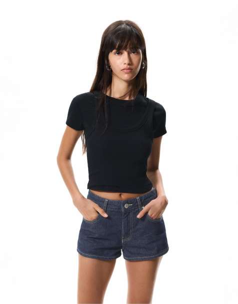 Pull&Bear - Short en jean - Bleu marine - view 1