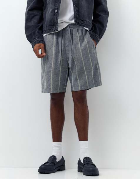 Pull&Bear - Short en lin mélangé à rayures - view 1