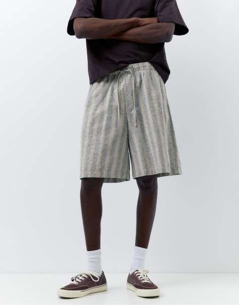 Pull&Bear - Short en lin mélangé à rayures - view 1