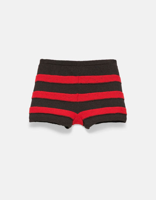Pull&Bear short en maille rayée marron, 6 de 6