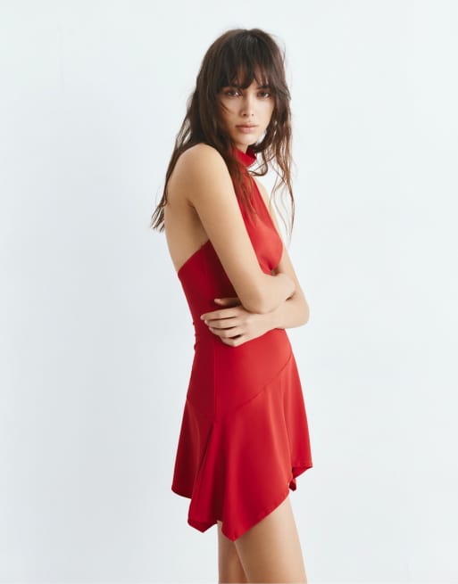 Pull&Bear Short halter dress in raspberry | ASOS