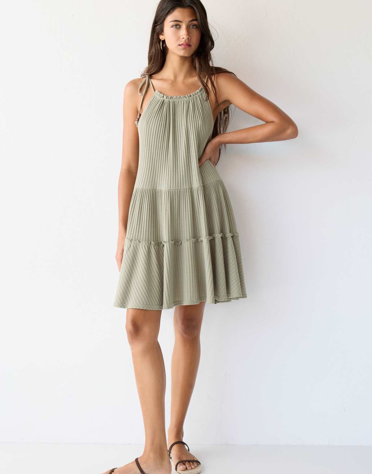Pull&Bear short panelled dress in khaki