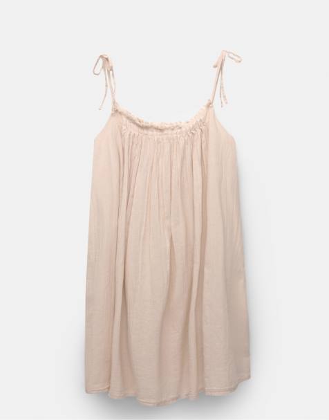 Pull&Bear Short rustic dress in off pink - view 1