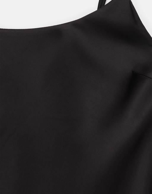 Pull&Bear Short satin strappy dress in black, 6 of 7