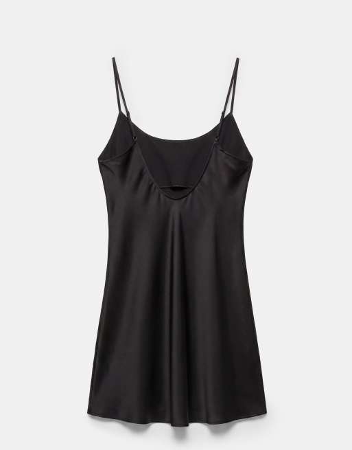 Pull&Bear Short satin strappy dress in black, 7 of 7