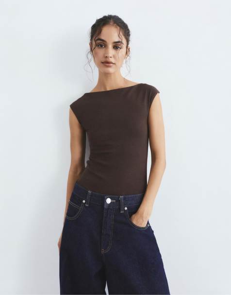 Pull&Bear Short sleeve bodysuit in brown - view 1