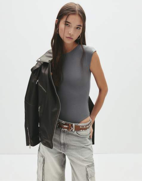 Pull&Bear Short sleeve bodysuit in medium grey - view 1