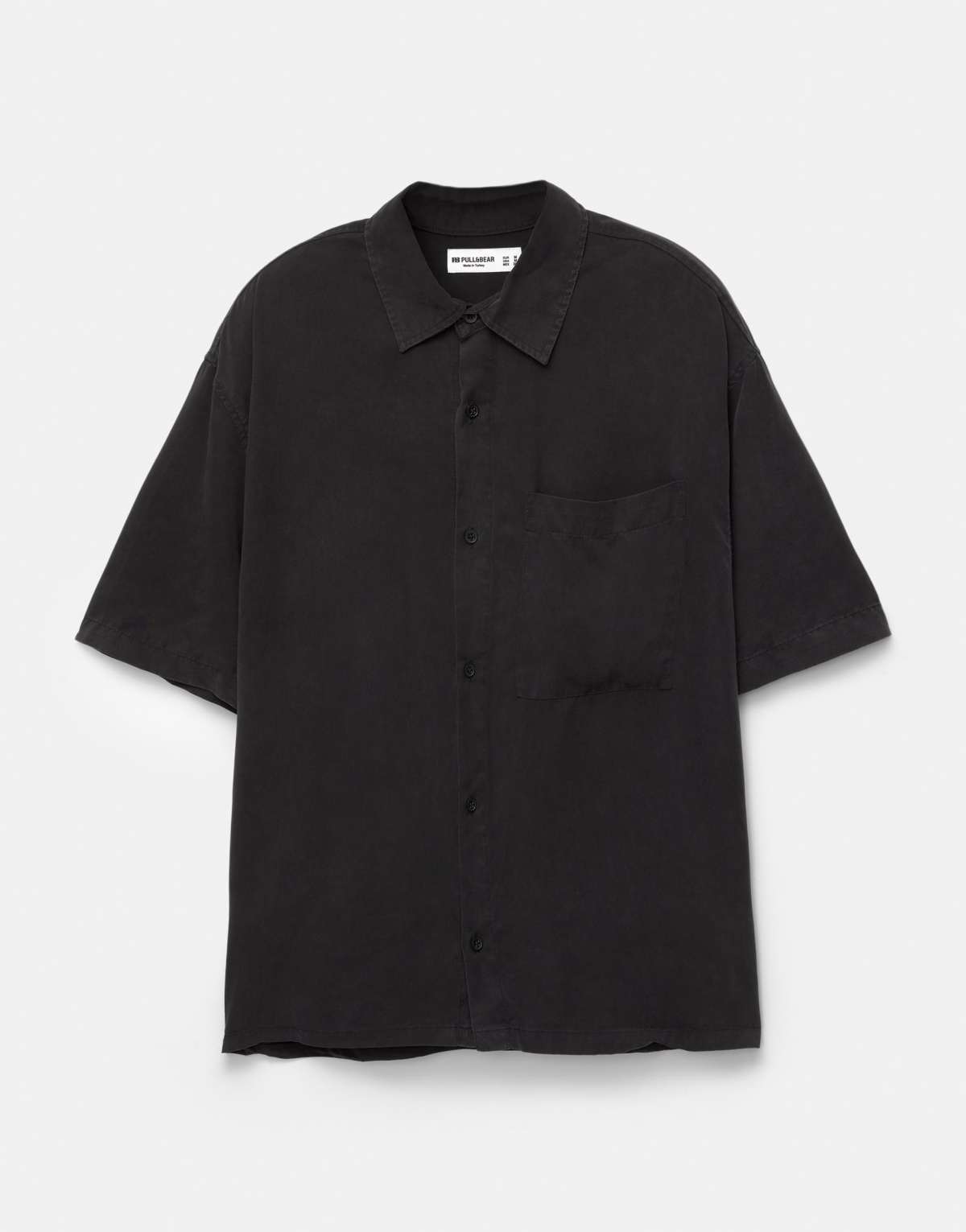 Pull&Bear Short sleeve flowing shirt in black