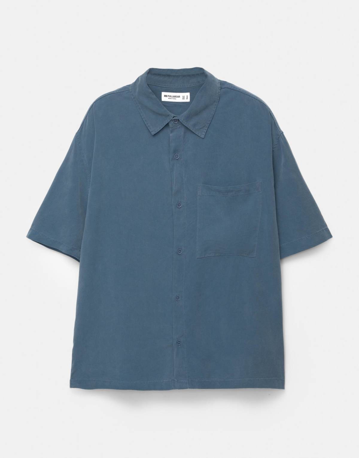 Pull&Bear Short sleeve flowing shirt in blue