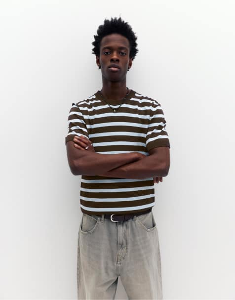 Pull&Bear Short sleeve jumper in striped - view 1