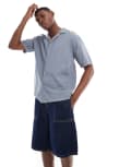 [Pull & Bear] Pull & Bear short sleeve linen rich shirt in blue M BLUE