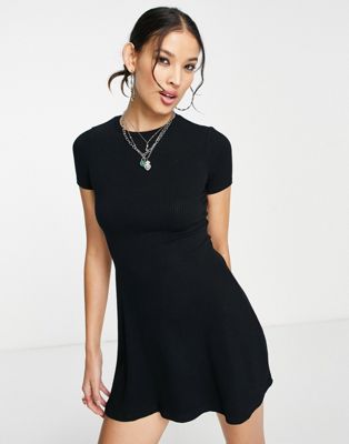 Pull&Bear short sleeve mini dress in black