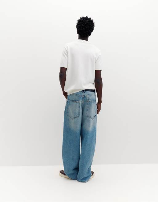 Pull&Bear Short sleeve polo shirt in off white, 4 of 4