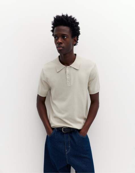 Pull&Bear Short sleeve polo shirt in sand - view 1