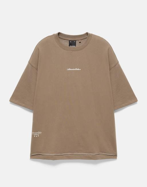 Pull&Bear Short sleeve relaxed fit sweatshirt in mole brown, 6 of 7