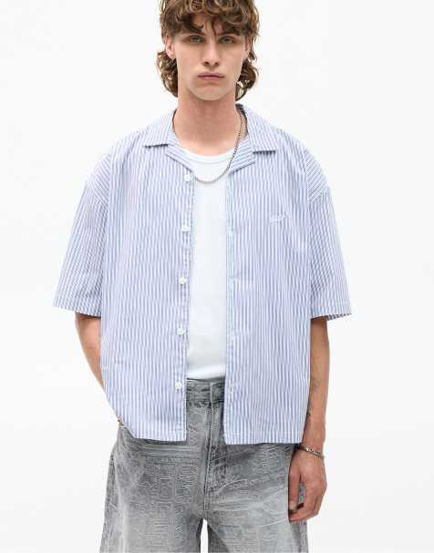 Pull&Bear Short sleeve striped stwd shirt in striped - view 1