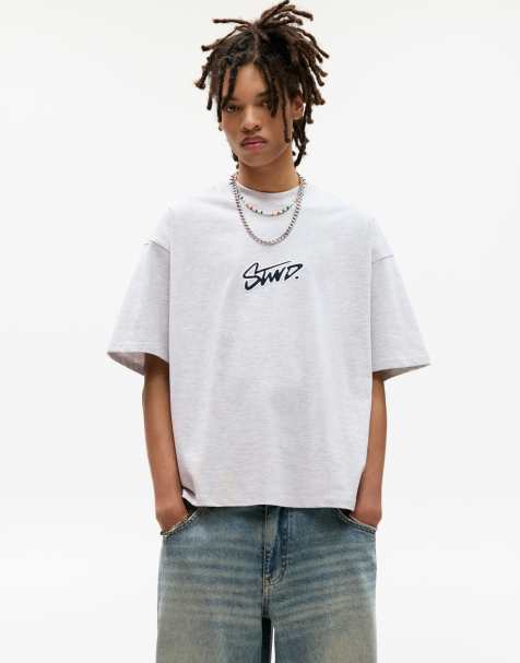 Pull&Bear Short sleeve stwd t-shirt in pale marl