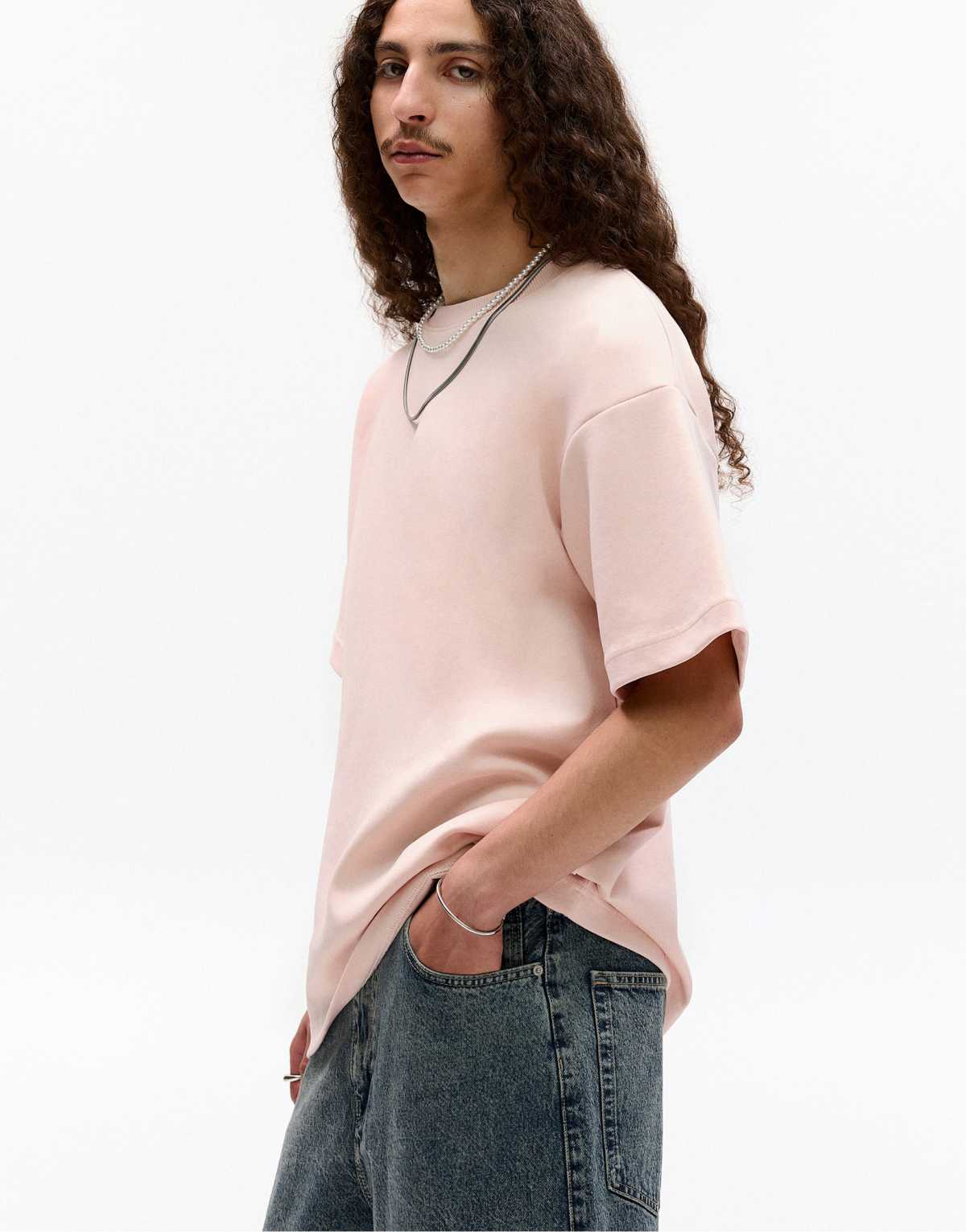Pull&Bear short sleeve sweatshirt in pink
