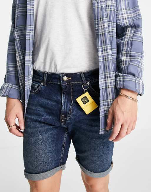 Pull&Bear - Short slim en jean - Bleu foncé