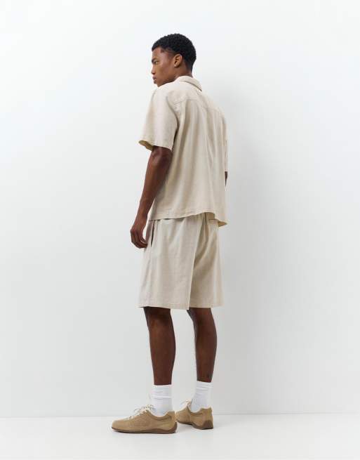 Pull&Bear - Short van linnenmix in beige, 4 van 4