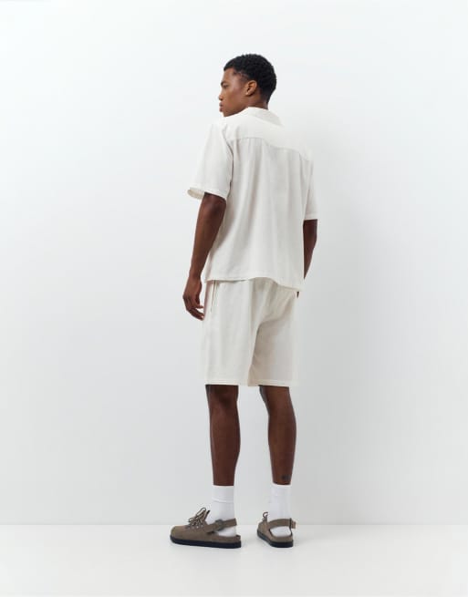 Pull&Bear - Short van linnenmix in gebroken wit, 4 van 4