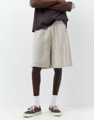 Shorts aus 100% Leinen in Beige-Neutral Neutral M